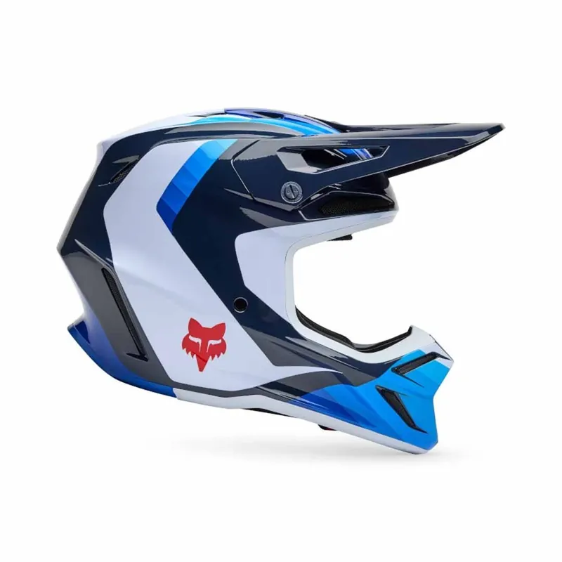 Must Have Fox V3 Fade MX Helmet - White/Blue - 2XL