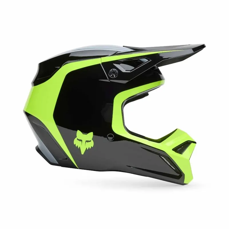Crafted Fox V1 Flow MX Helmet - Black/Yellow - 2XL