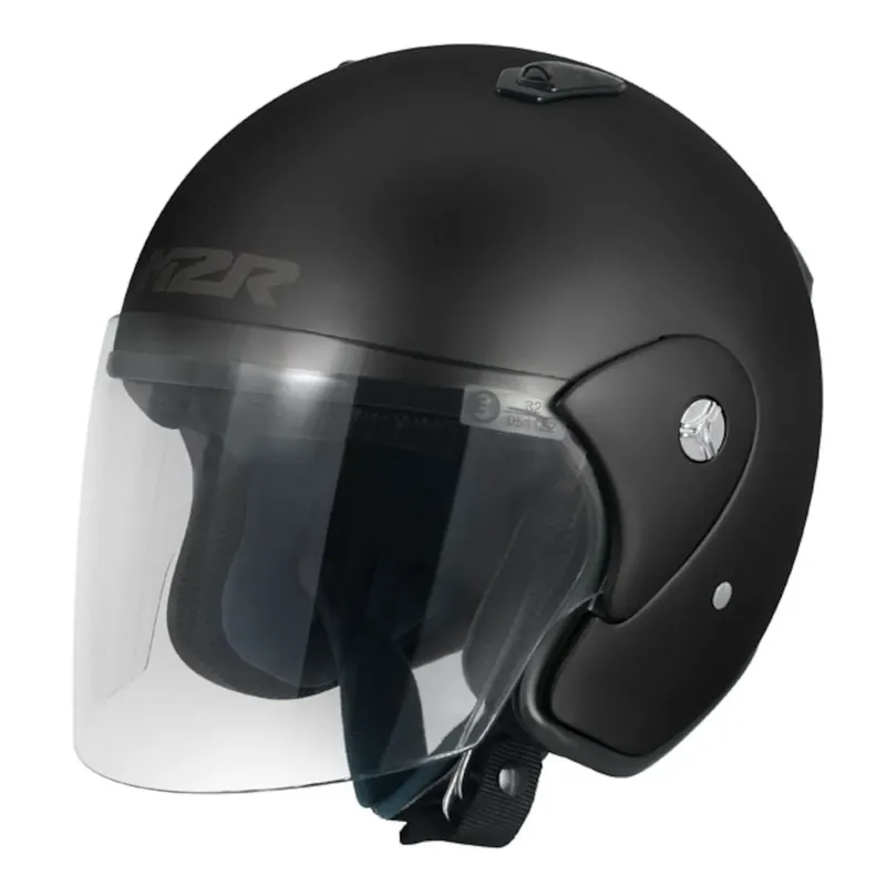 Fast Shipping M2R 290 Solid Open Face Helmet - Semi-Flat Black - XS