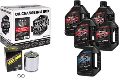 Maxima 90-119015PC - Sportster Synthetic 20W-50 Oil Change Kit - Chrome Filter Mega Sale