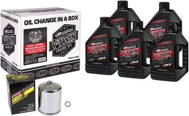 Maxima 90-129015PC - Quick Change M8 Synthetic 20W-50 Oil Change Kit - Chrome Filter Top Pick