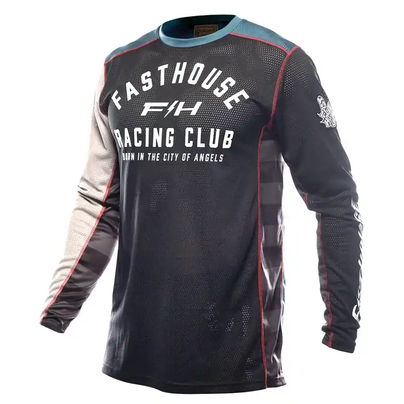 Fasthouse Grindhouse Air-Cooled Club MX Jersey - Black/Teal - S High Quality