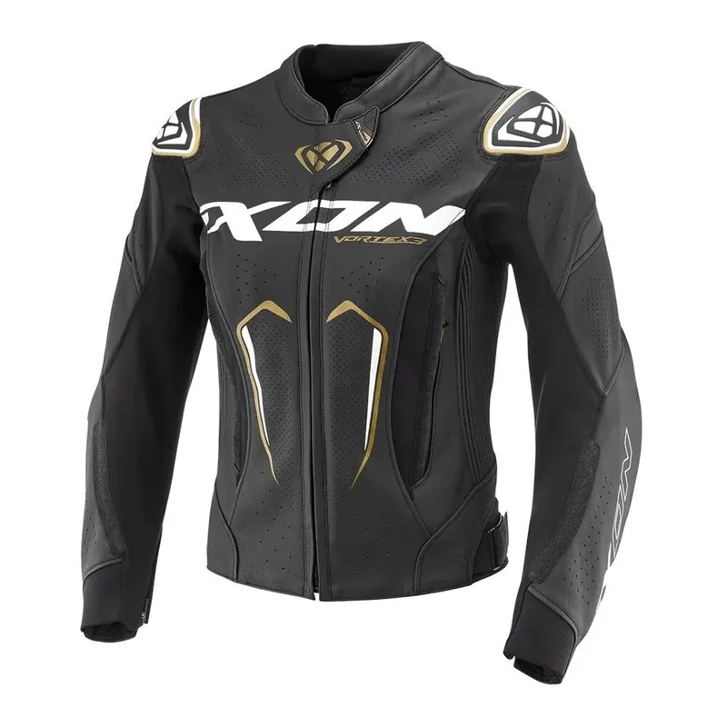 Sale Ixon Vortex 3 Womens Motorcycle Jacket - Black/White/Gold - S