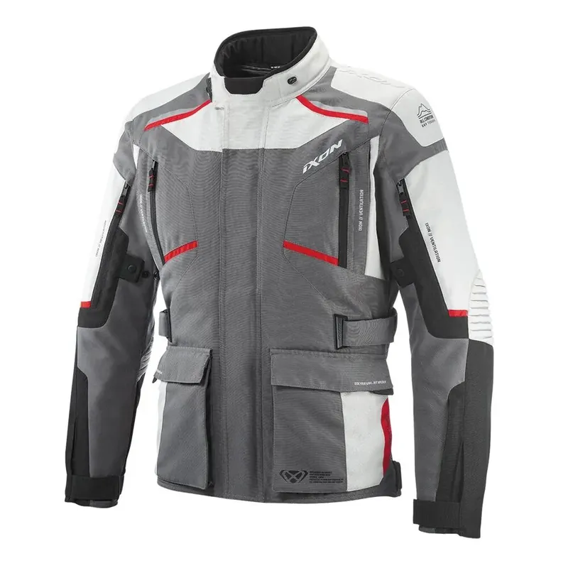 Genuine Ixon Midgard Adventure Jacket - Grey/Black/Red - S