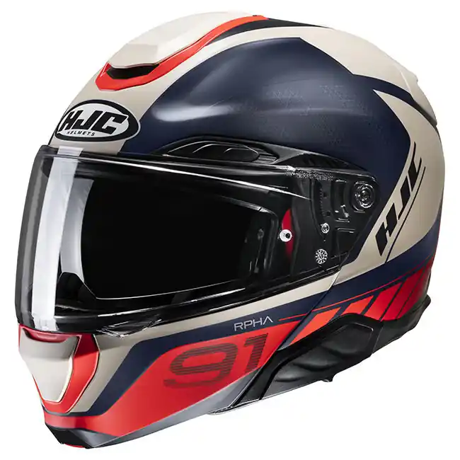 Certified HJC RHPA 91 Raphino MC-1SF Modular Helmet - Black/Red - M