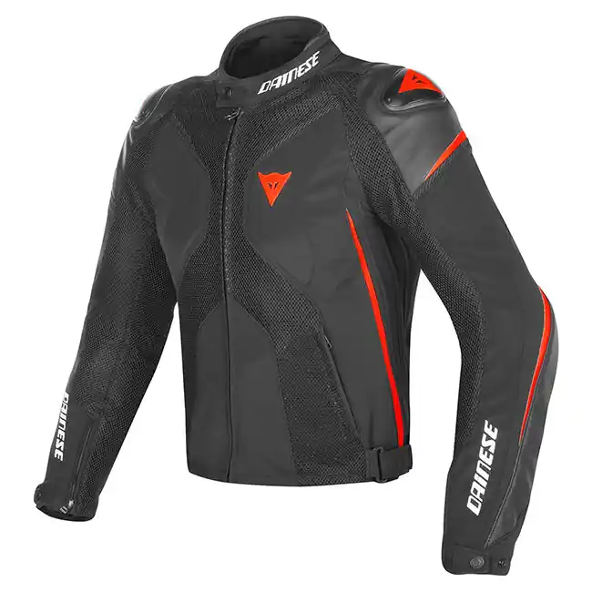 Top Pick Dainese Super Rider D-Dry Jacket - Black/Black/Fluro Red - 58