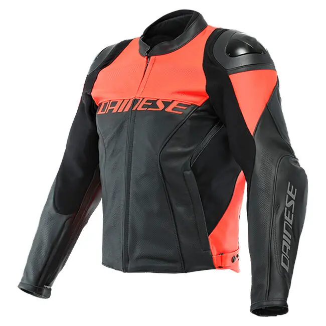 Dainese Racing 4 Perforated Leather Jacket - Black/Fluro Red - 62 Instant Buy