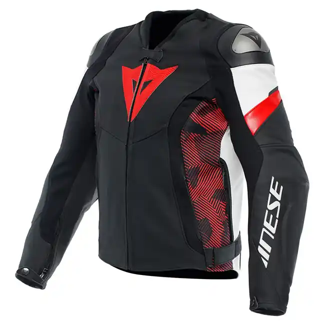 Free Returns Dainese Avro 5 Leather Jacket - Black/Lava Red/White - 62