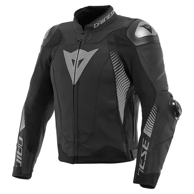Price Drop Dainese Super Speed 4 Leather Jacket - Matt Black/White/Fluro Red - 58
