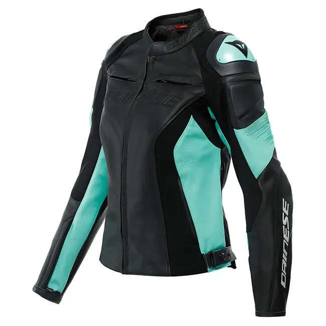 Dainese Ladies Racing 4 Leather Jacket - Black/Aqua Green - 42 Premium