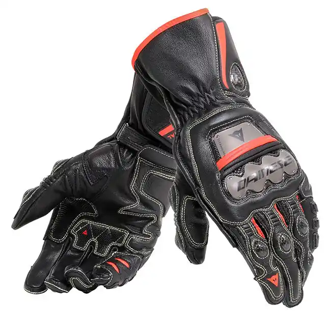 Dainese Full Metal 6 Leather Gloves - Black/Black/Fluro Red - XXL Special Offer