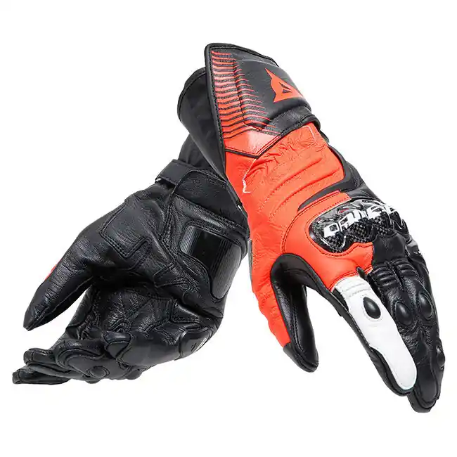 Dainese Carbon 4 Long Leather Gloves - Black/Fluro Red/White - L Hot Picks