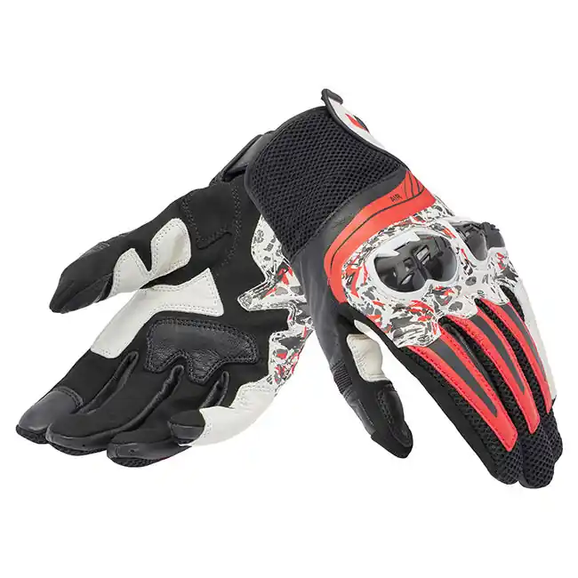 Dainese Mig 3 Leather Gloves - Black/Red Spray/White - XS Bargain