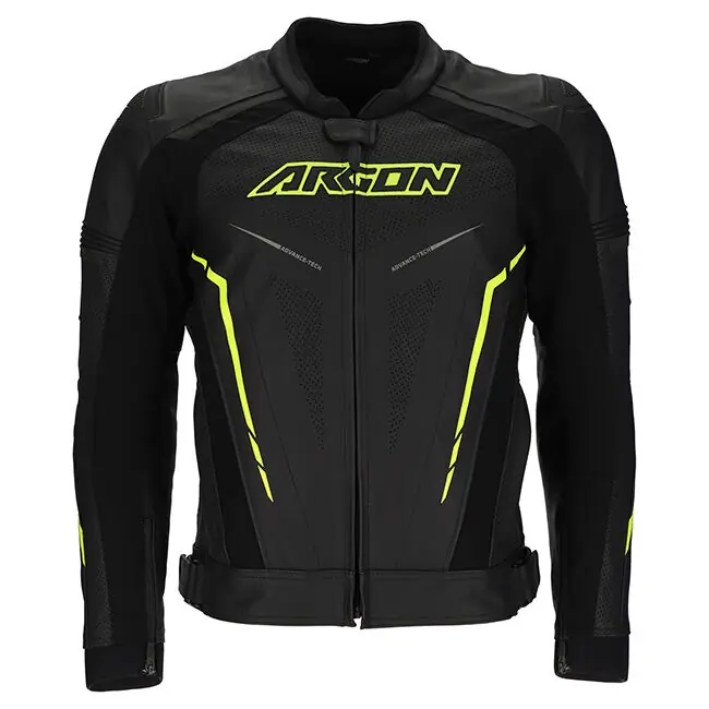 Argon Descent Perforated Leather Jacket - Black/Hi-Vis - 48 Wholesale