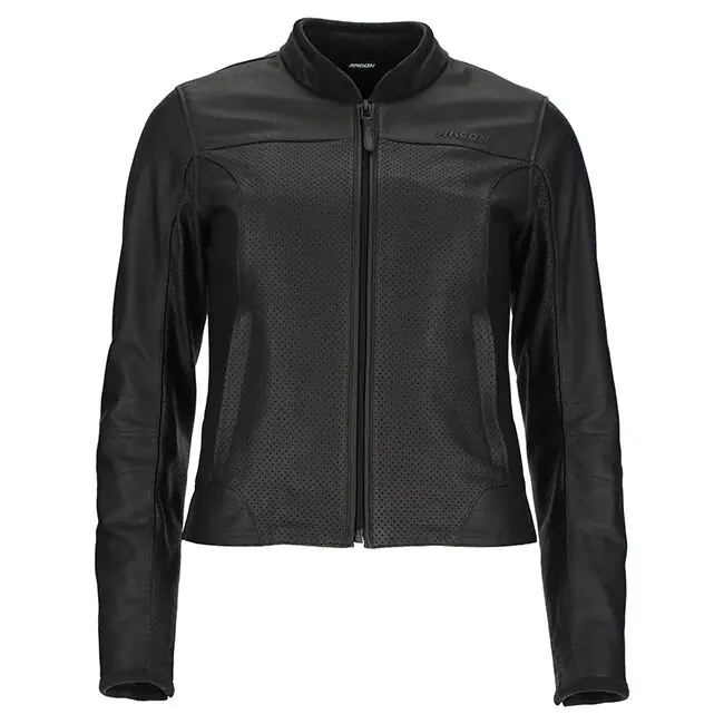 Direct From Manufacturer Argon Ladies Abyss Perforated Leather Jacket - Black - 6