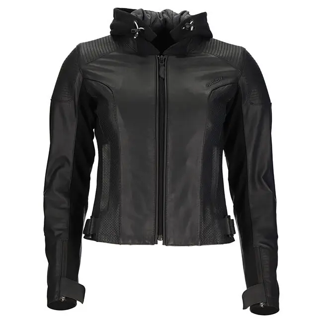 Low Price Argon Ladies Impulse Perforated Leather Jacket - Black - 6