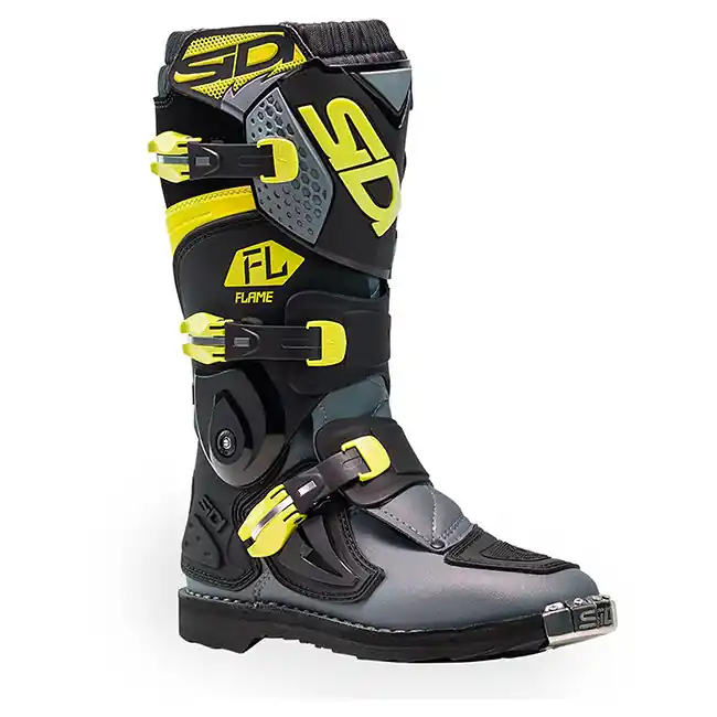 Markdown Sidi Youth Flame MX Boots - Black/Lime/Grey - 38
