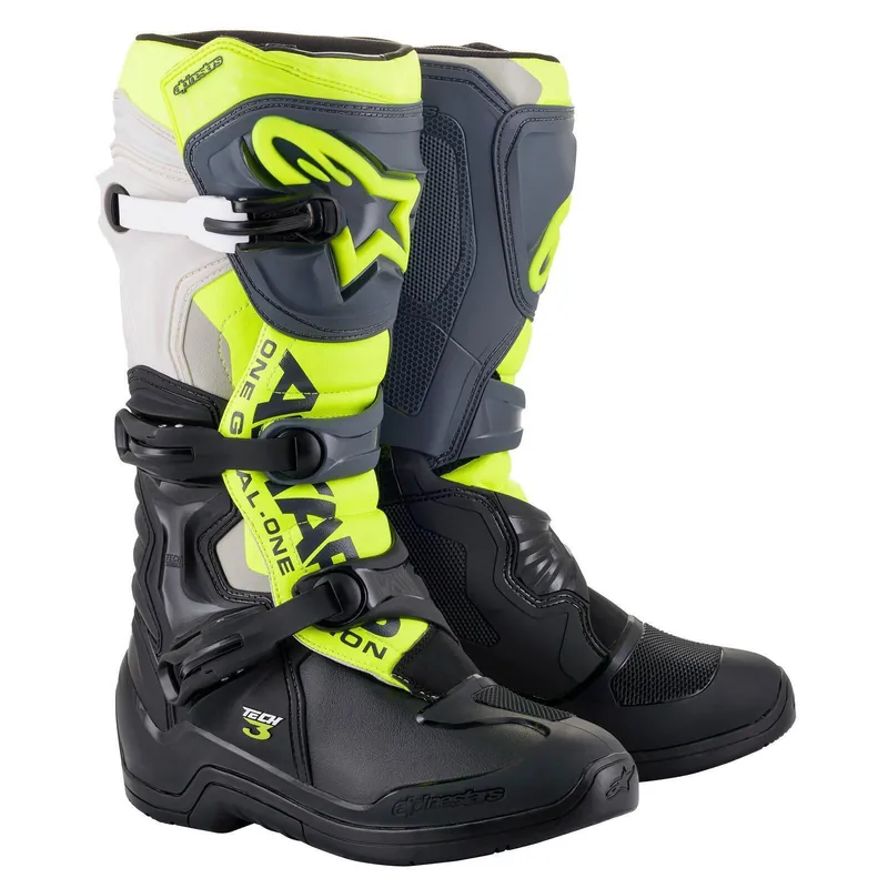 Alpinestars Tech 3 Boots - Black/Grey/Fluro Yellow - 13 Same Day Shipping