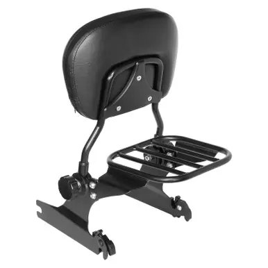 Genuine Hogworkz Harley '00-'17 Softail / Fatboy / Night Train Black Sissy Bar Backrest & Luggage Rack