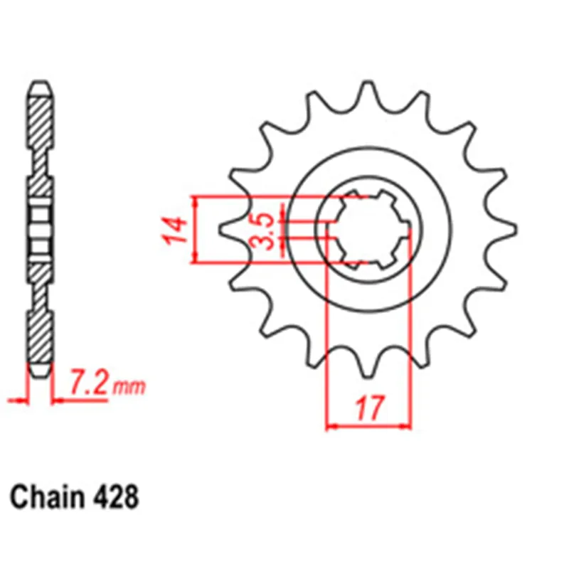 Top Pick Front Sprocket - Steel 14T 428P