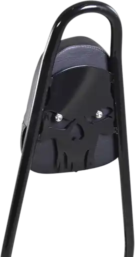 Crafted Motherwell #MWL156TSKWPGB - One-Piece Sissy Bar - Gloss Black - Skull - With Pad