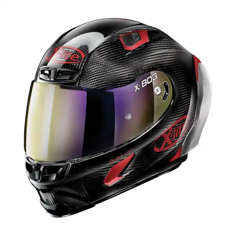 X-Lite X-803RS Ultra Carbon Iridium Edition Helmet - Carbon/Red - S Crafted