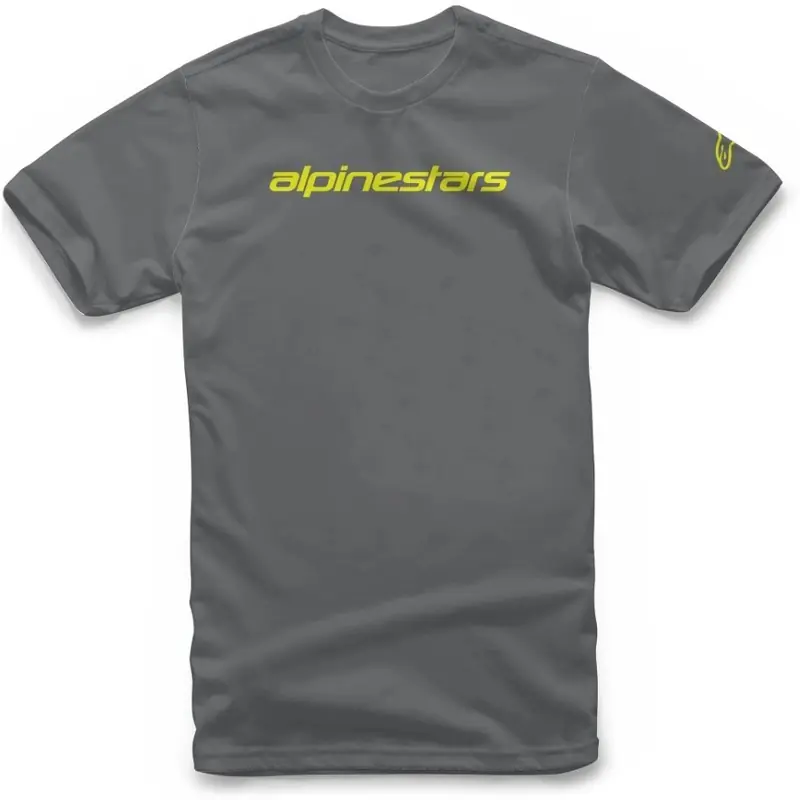 Alpinestars Linear Wordmark Tee - Charcoal/Fluro Yellow - S Warranty Included
