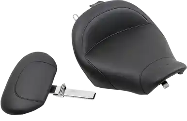Worldwide Shipping Mustang Wide Solo Seat - With Backrest - Vintage - Black - Smooth - Road King '97-'07