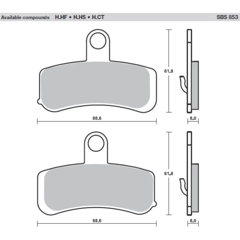 Top Pick SBS 853H.Hs Front Pads - Sinter Street American V-Twin