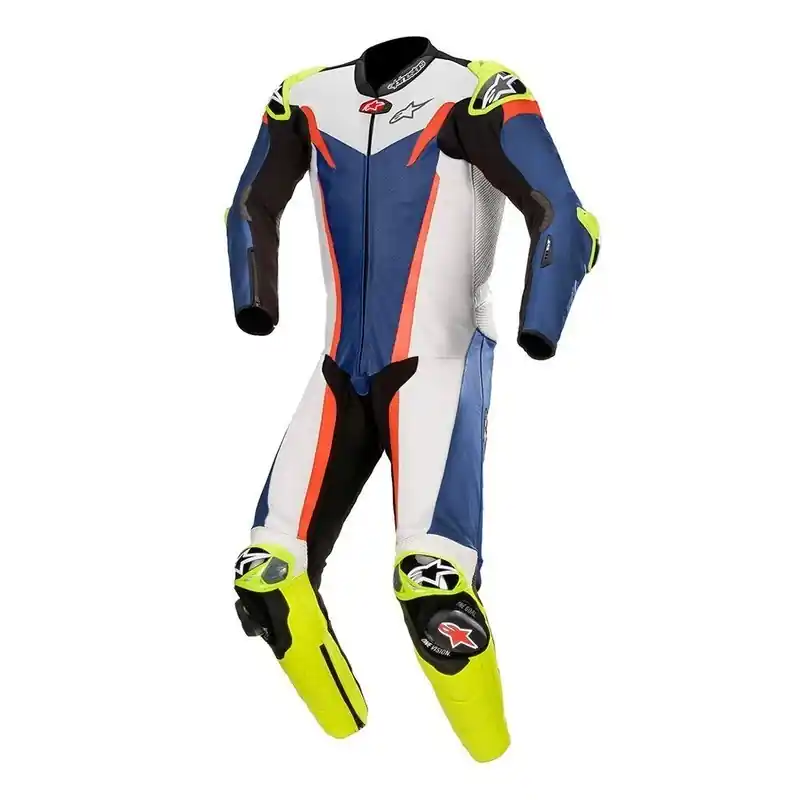 Alpinestars GP Tech Air Suit - 1 Pce - Blue/White/Fluro Yellow/Fluro Red - 52 Last Chance