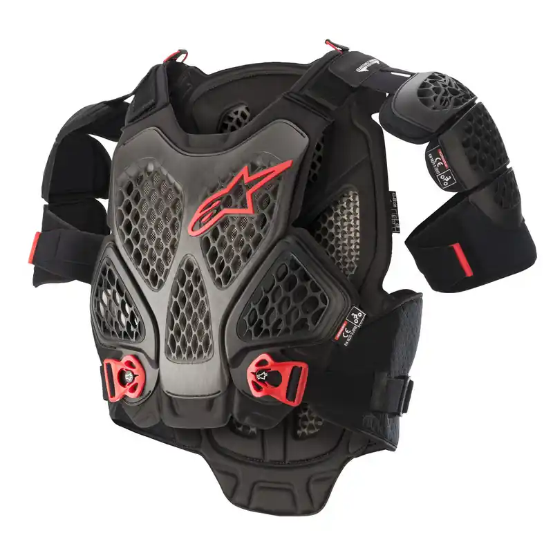 Genuine Alpinestars A6 Chest Armour - Black/Anthracite/Red - XS/S