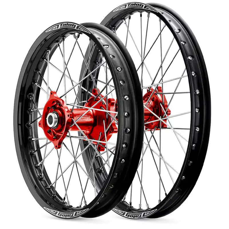 Talon Black Rim/Red Hub CR125-250 02-07 / CRF250R 04-13 / CRF450R 02-12 21/19x2.15 Wheel Set Limited Offer