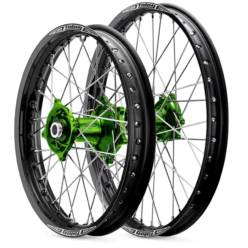 Time-Limited Talon Black Rim/Green Hub KX125-250 06-08 / KX250F 06-20 / KX450F 06-18 21/19x2.15 Wheel set