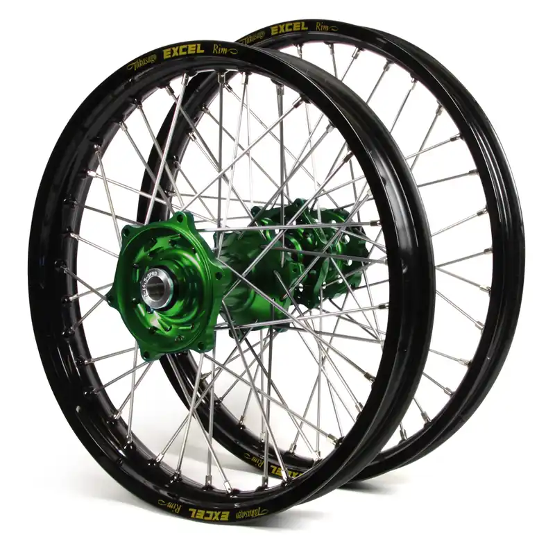 Talon/Excel Black Rim/Green Hub KX125-250 06-08 / KX250F 06-20 / KX450F 06-18 21/19x2.15 Wheel set Big Sale