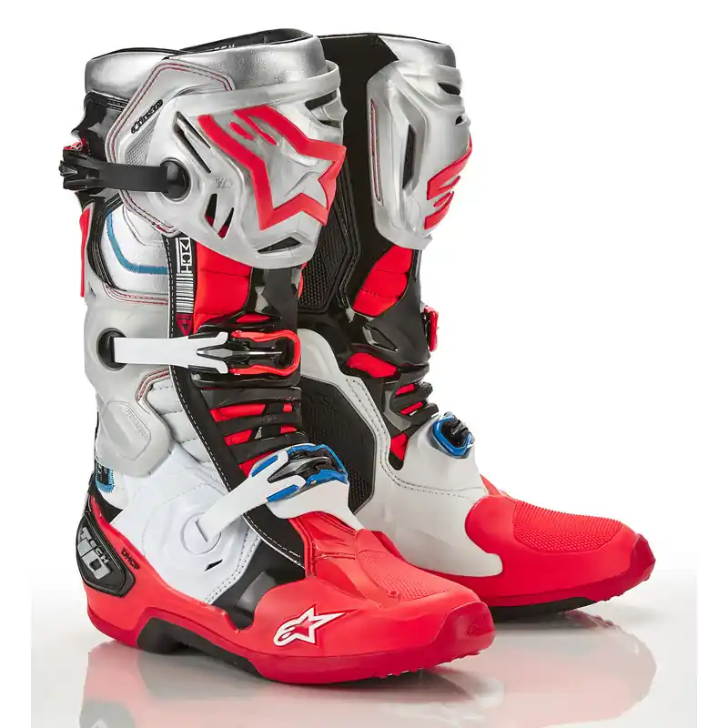 Alpinestars Tech 10 Boot - Black/White/Silver/Fluro Red - 8 Top Pick