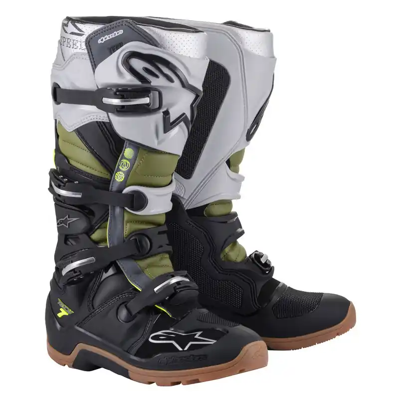Alpinestars Tech 7 Enduro Boot - Black/Silver/Military Green - 8 Brand New