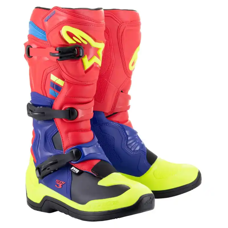 Time-Limited Alpinestars Tech 3 Boot - Bright Red/Dark Blue/Fluro Yellow - 7