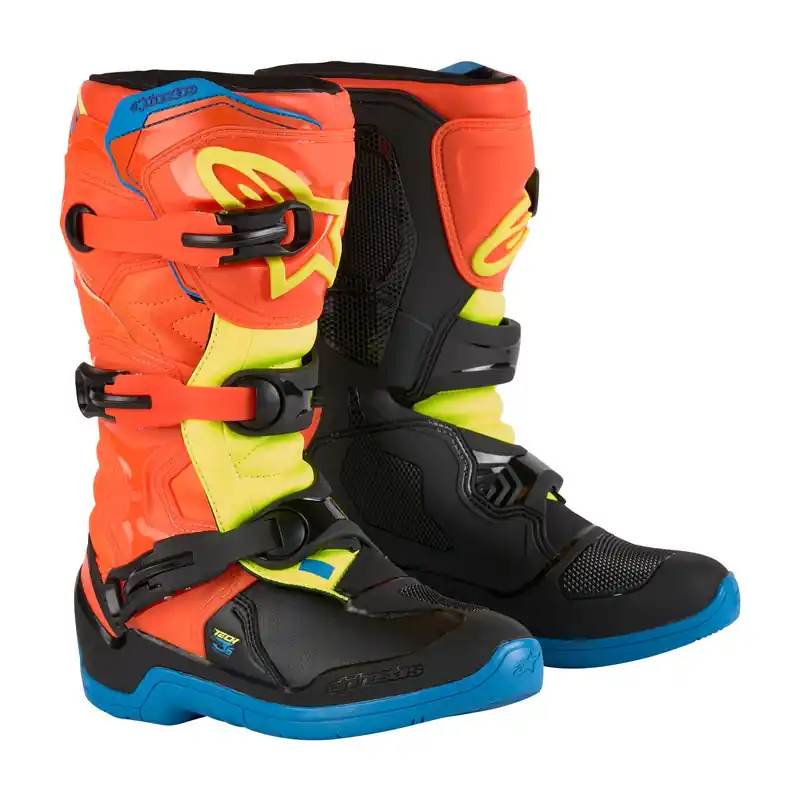 Hot Deal Alpinestars Tech 3S Youth Boot - Fluro Orange/Enamel Blue/Fluro Yellow - 3