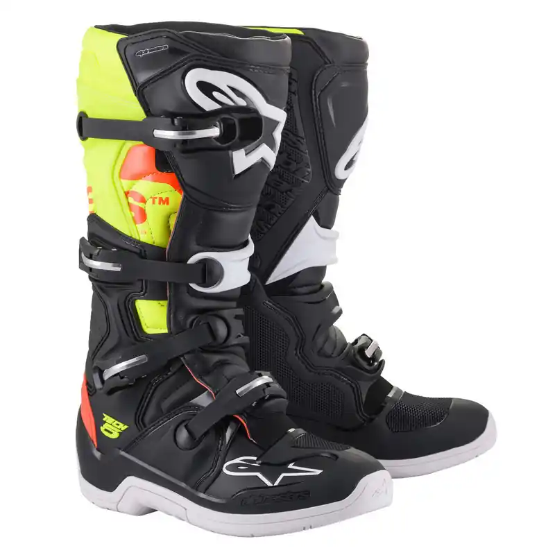 Alpinestars Tech 5 Boot - Black/Fluro Red/Fluro Yellow - 6 Top Pick