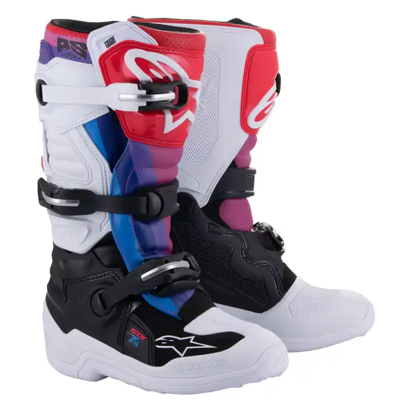 Alpinestars Tech 7S Boot- Black/White/Rainbow - Y4 Sale