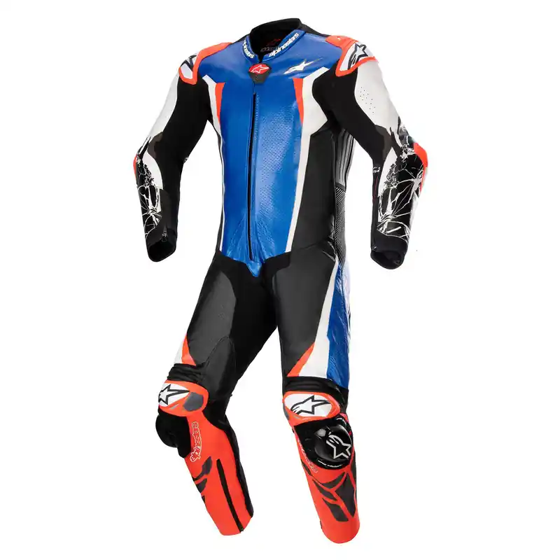 Alpinestars Racing Absolute V2 Suit - 1 Pce - Metallic Blue/Black/White/Fluro Red - 58 Seasonal Sale