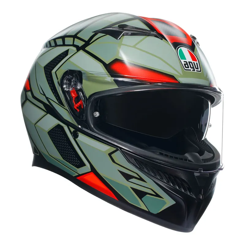 AGV K3 Decept Helmet - Matte Black/Green/Red - XS Buy Direct
