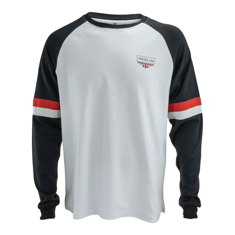 Merlin Durham L/S T-Shirt - White/Black - S Express Delivery