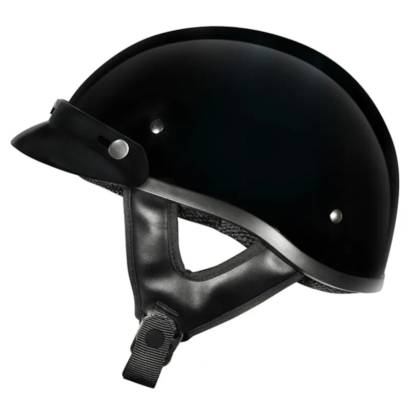 Buy Direct M2R Rebel Solid Classic Shorty Studs Open Face Helmet - Black - S