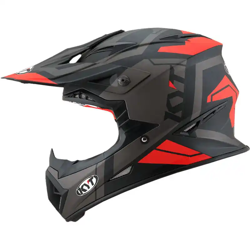 Affordable KYT Jump Shot #3 Helmet - Matte Black/Fluro Red - XS