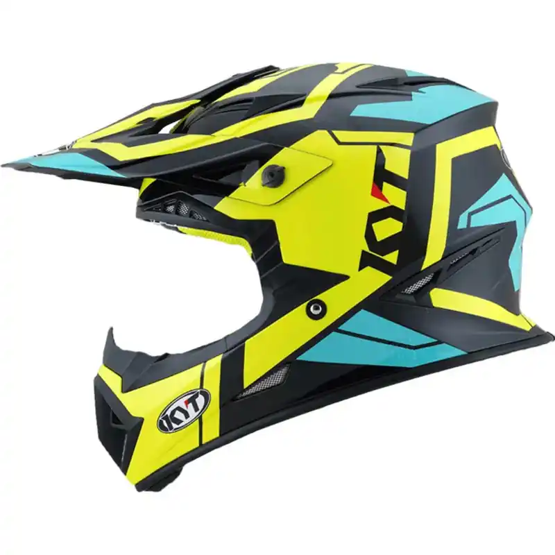 Special Offer KYT Jump Shot #3 Helmet - Black/Aqua/Yellow - XS