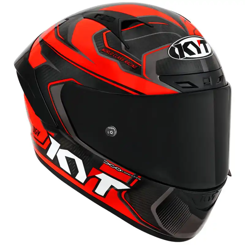 Affordable KYT NZ Race Competition Helmet - Red/Carbon - XS