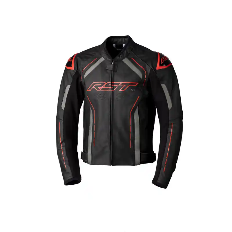 Super Sale RST S-1 CE Leather Jacket - Black/Grey/Red - 56