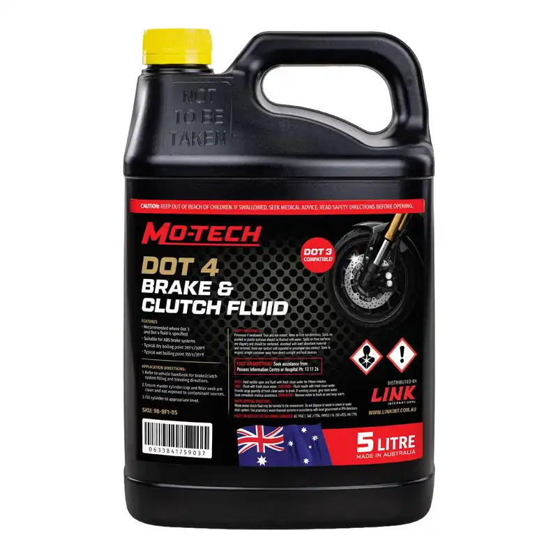 MO-TECH DOT 4 BRAKE/CLUTCH FLUID 5L Express Delivery