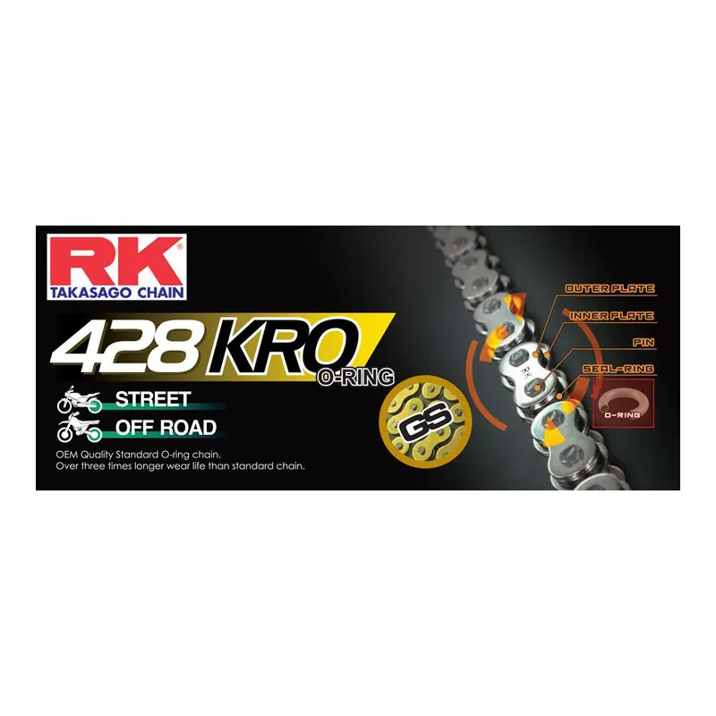 Next Day Delivery RK CHAIN 428KRO - 136LINK - GOLD (O-RING)
